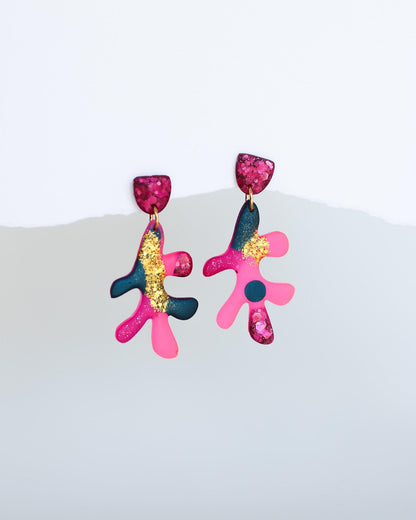 Cute bright statement earrings with stainless steel posts - Ollijewelry