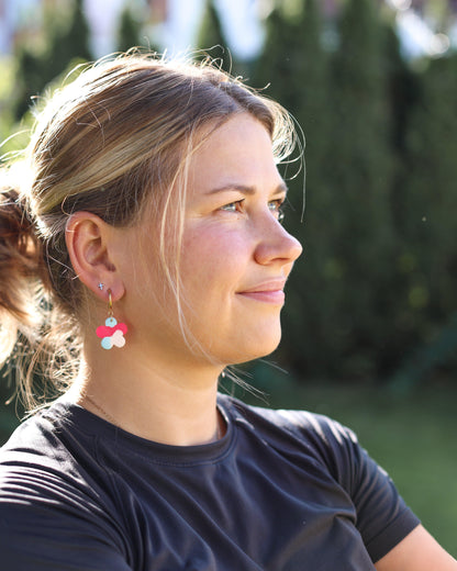 Delicate floral statement earrings made from crystal resin - Ollijewelry