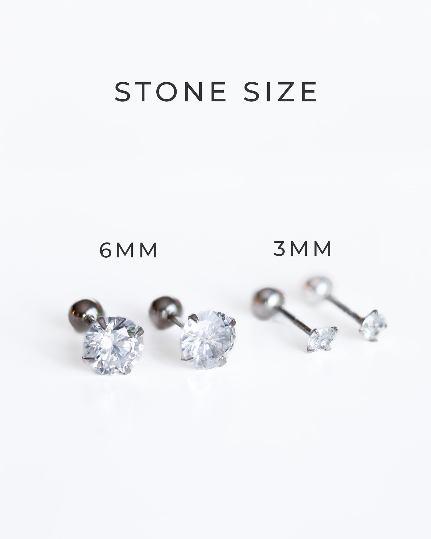 Stud Earrings with Cubic Zirconia in Sterling Silver with Screw ball backs