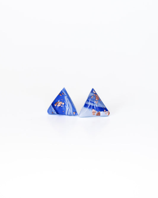 Marble triangle earrings with gold foil