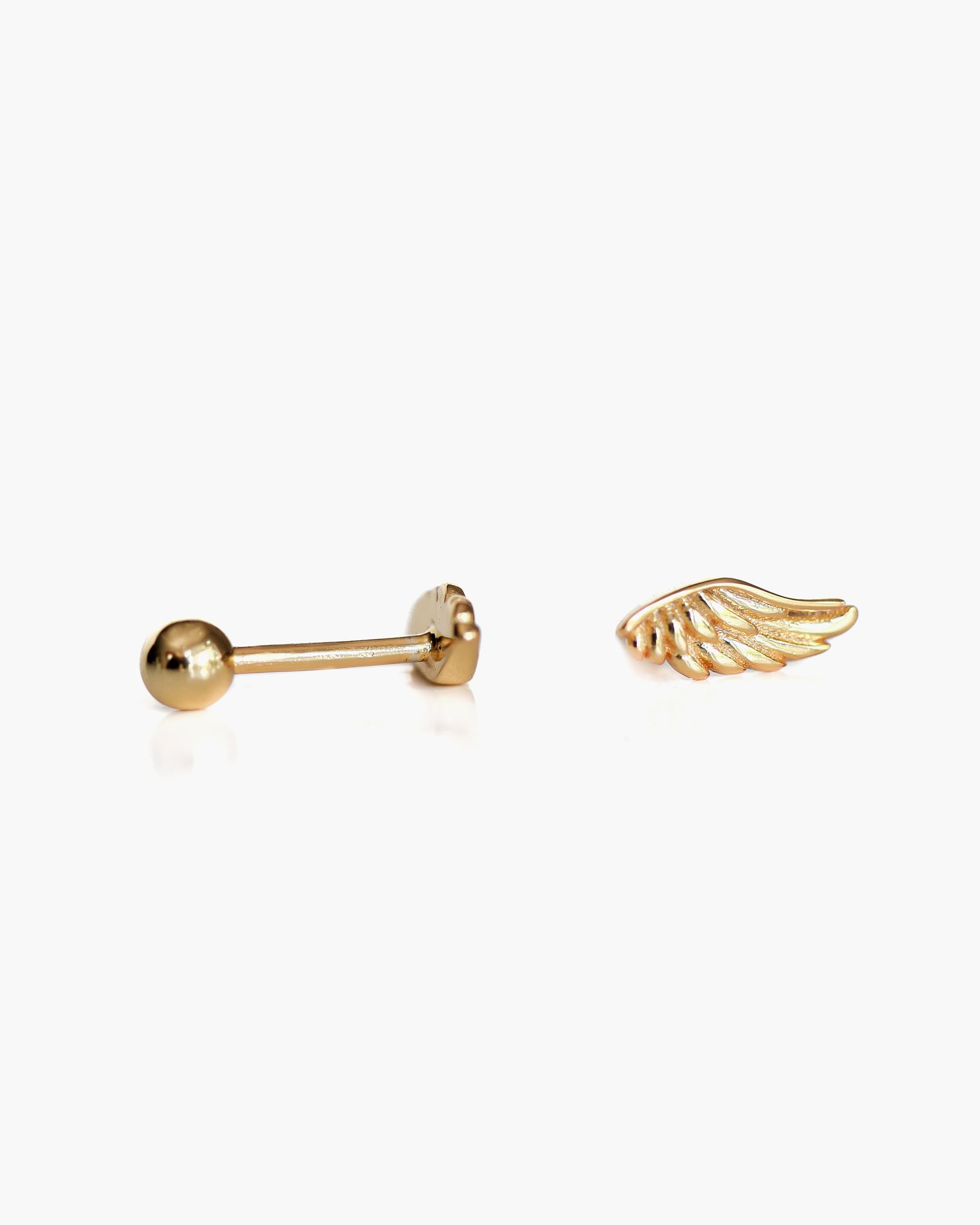 Screw back tiny wings earrings in Gold platted over the 925 sterling silver