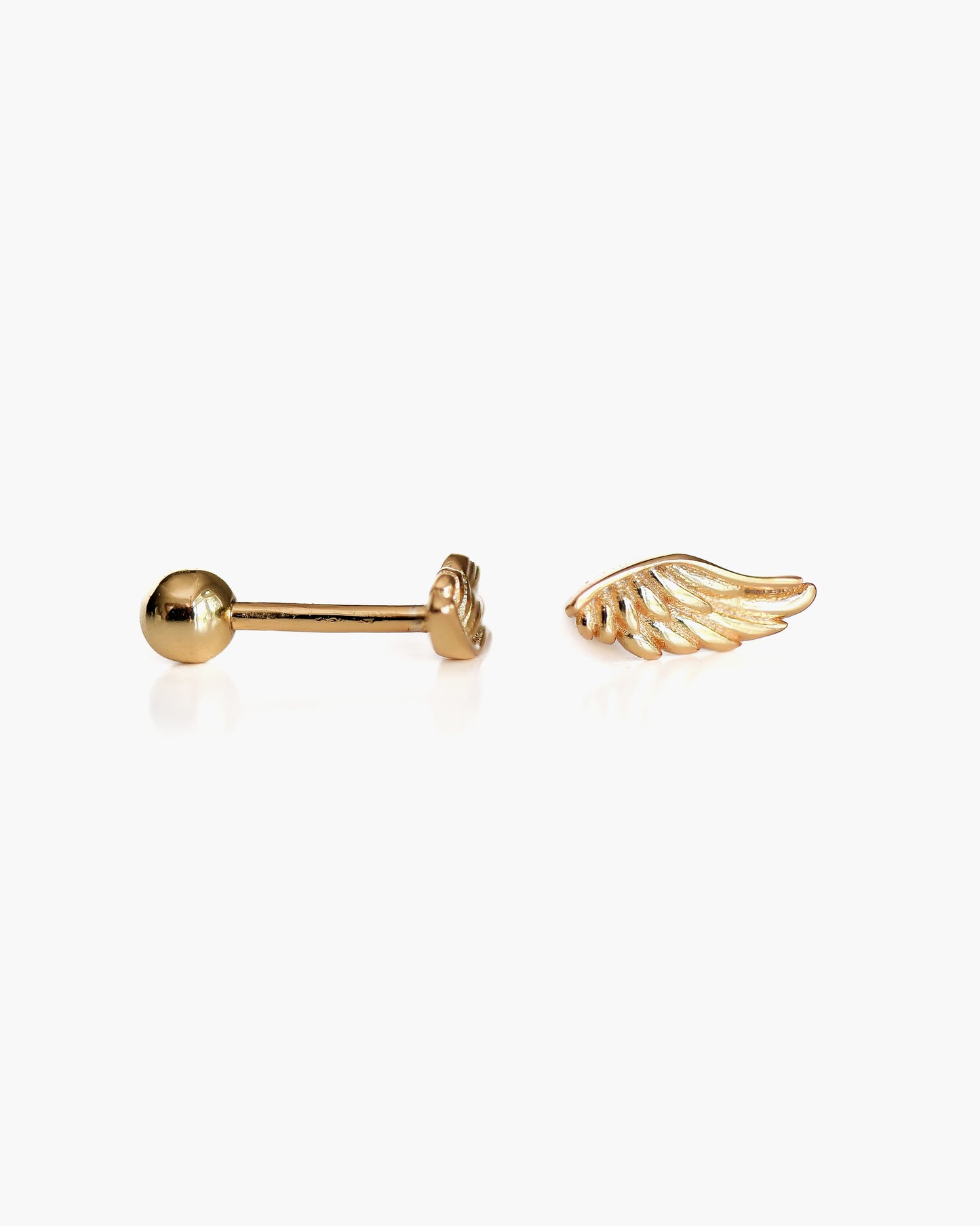 Screw back tiny wings earrings in Gold platted over the 925 sterling silver