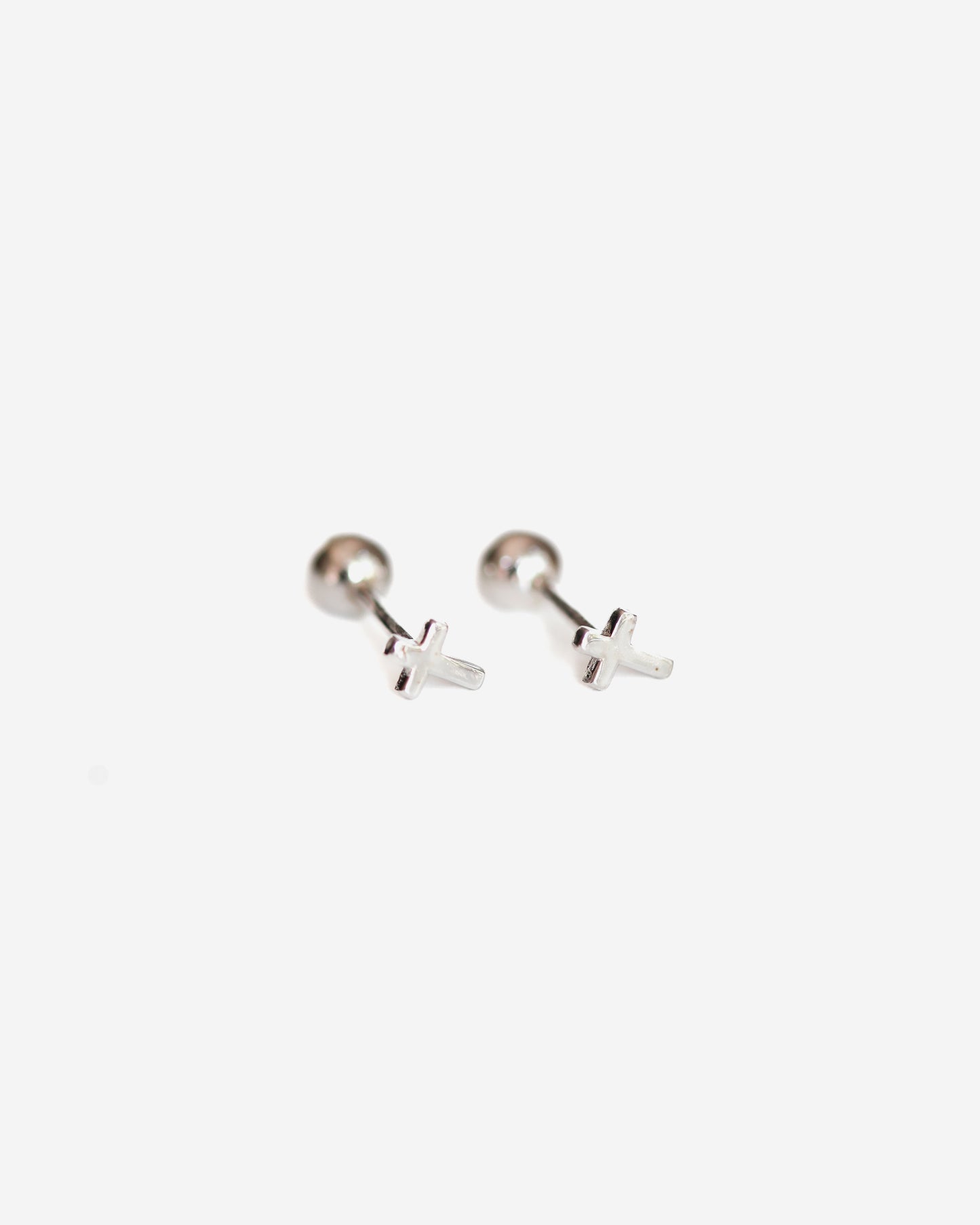 Screw back cross stud earrings in 925 sterling silver