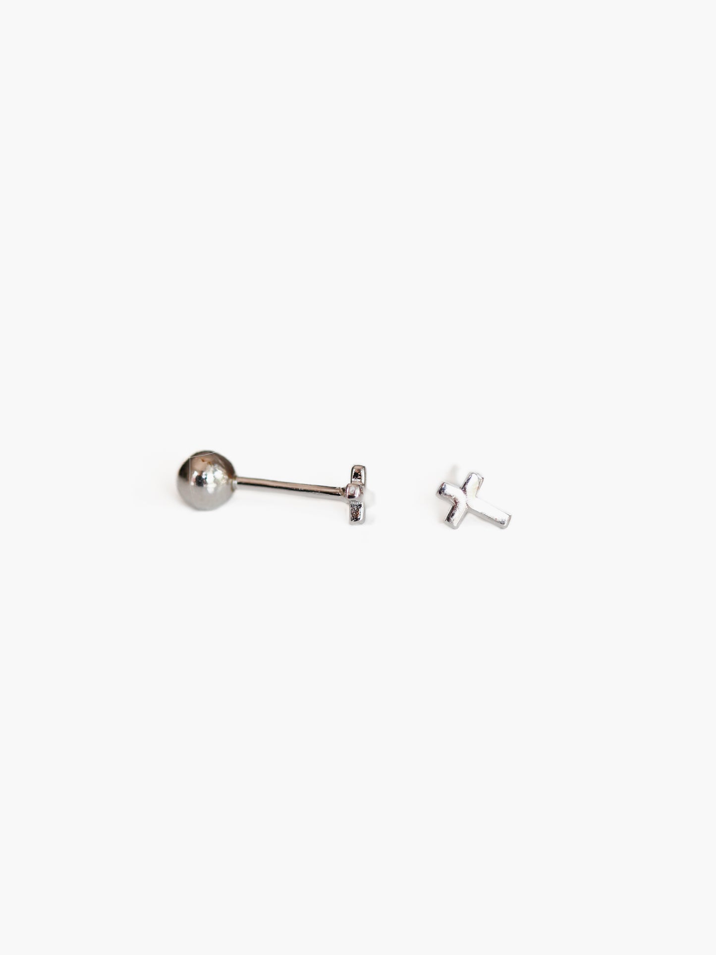 Screw back cross stud earrings in 925 sterling silver