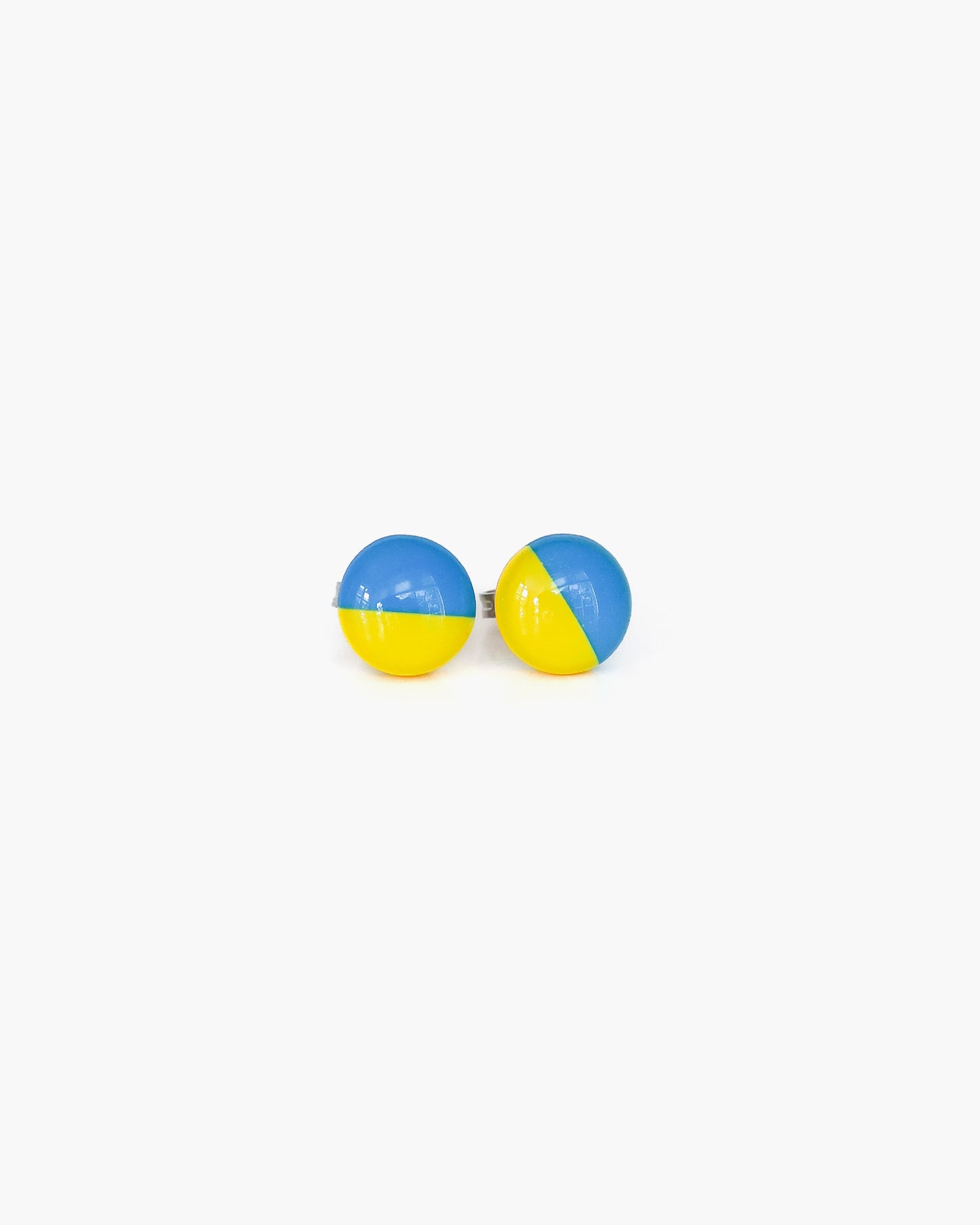 Blue and yellow small stud earrings