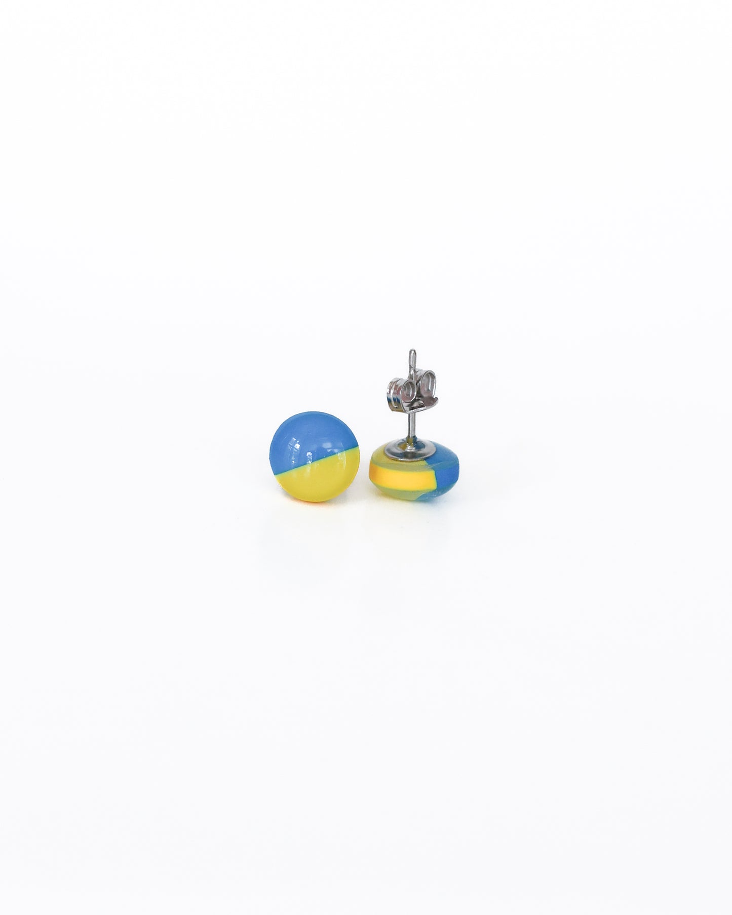 Blue and yellow small stud earrings