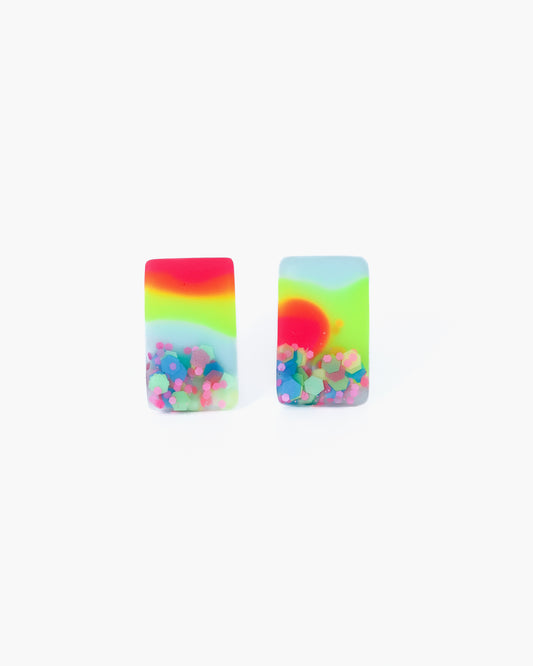 Rectangular stud earrings - hypoallergenic earrings for sensitive ears