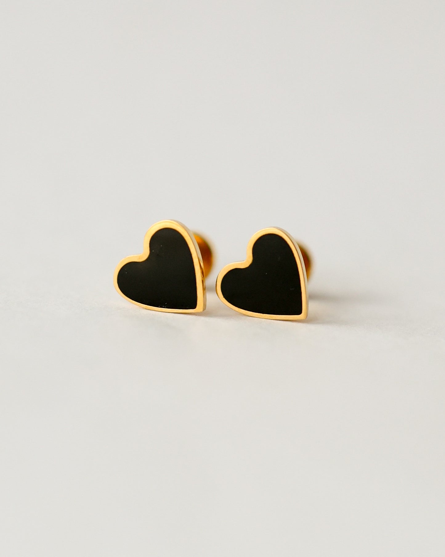 Flat Back Heart Earrings - Surgical Steel Studs