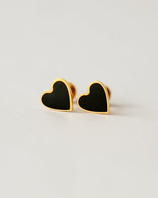 Flat Back Heart Earrings - Surgical Steel Studs