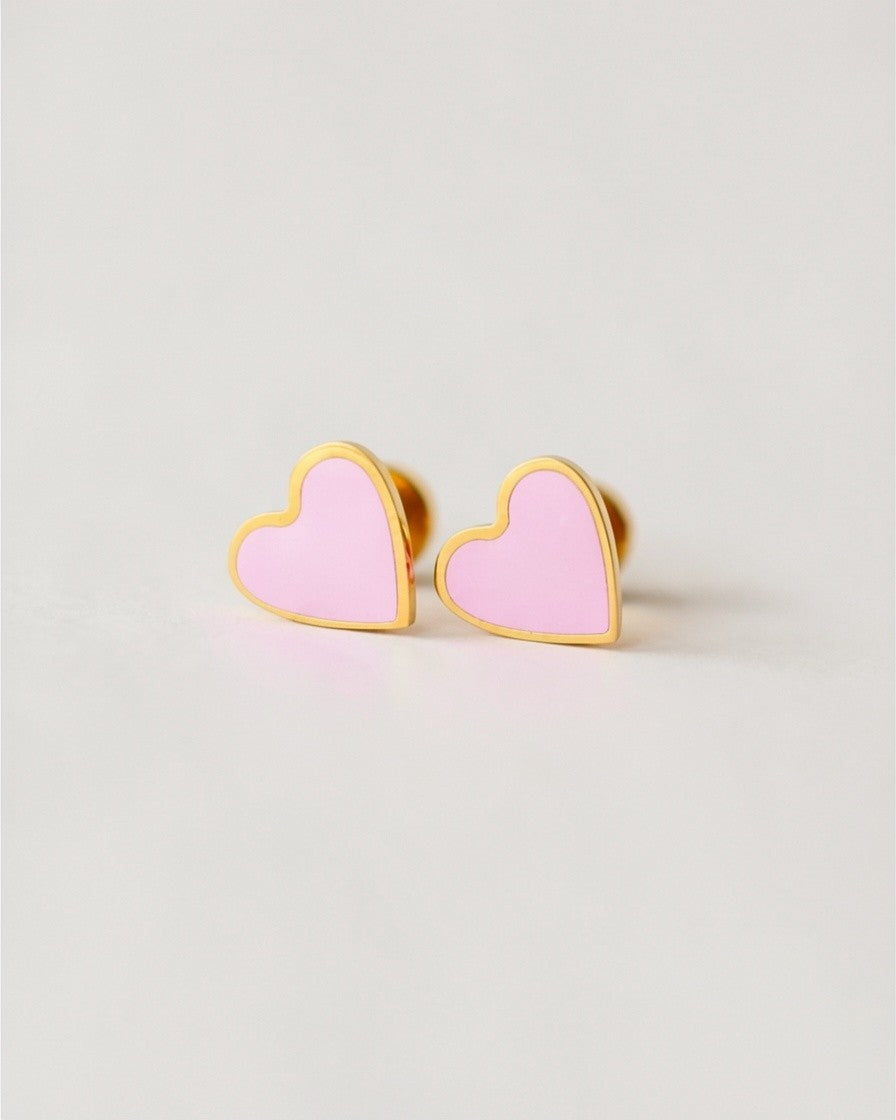 Tiny Rose Flat Back Heart Earrings – Surgical Steel Studs