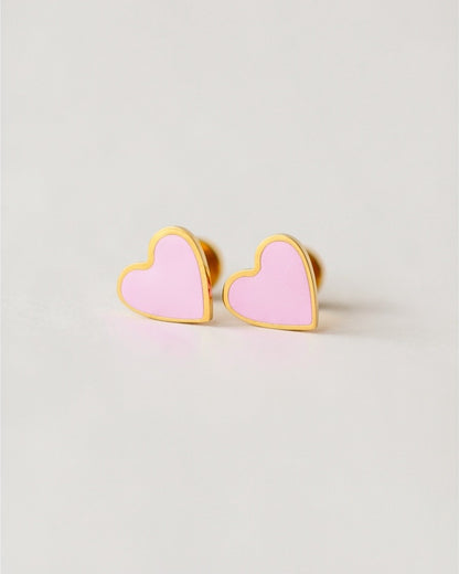 Tiny Rose Flat Back Heart Earrings – Surgical Steel Studs
