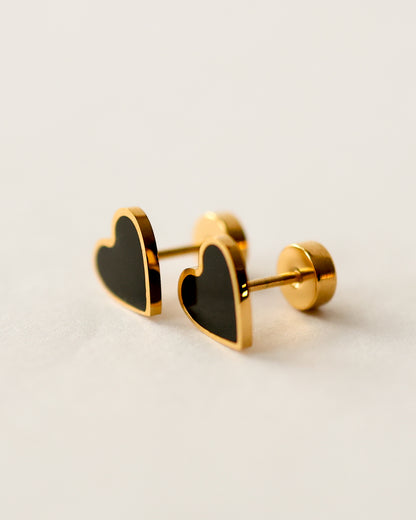 Flat Back Heart Earrings - Surgical Steel Studs