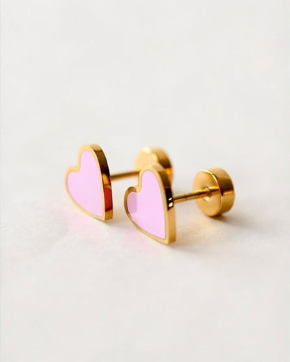 Tiny Rose Flat Back Heart Earrings – Surgical Steel Studs