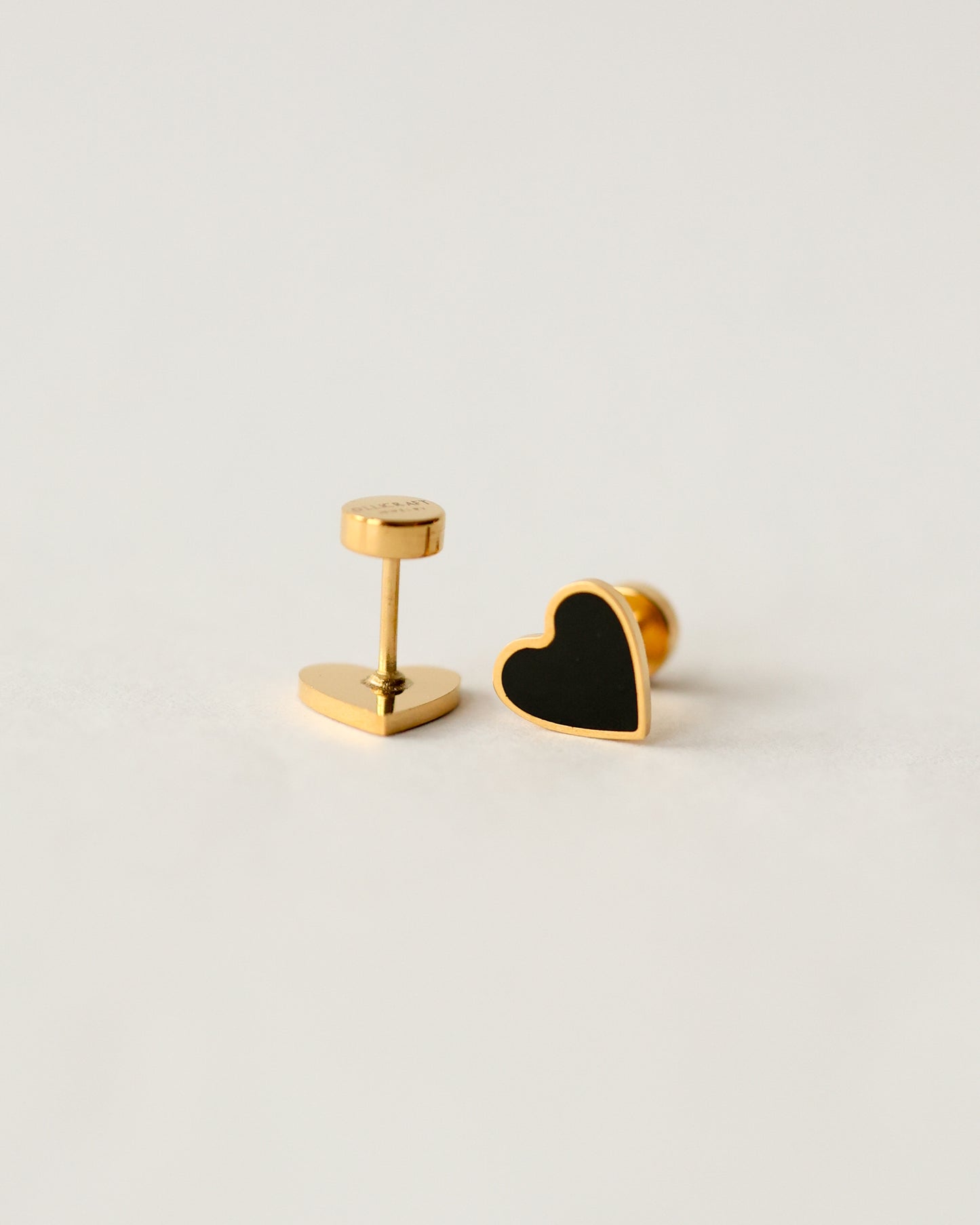 Flat Back Heart Earrings - Surgical Steel Studs
