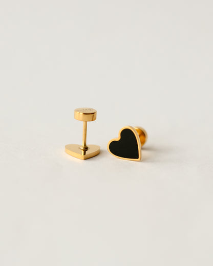 Flat Back Heart Earrings - Surgical Steel Studs