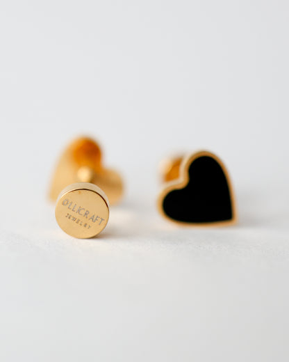 Flat Back Heart Earrings - Surgical Steel Studs