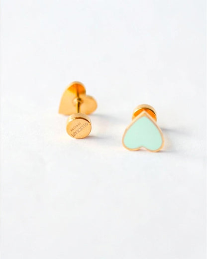 Tiny Mint Flat Back Heart Earrings – Surgical Steel Studs
