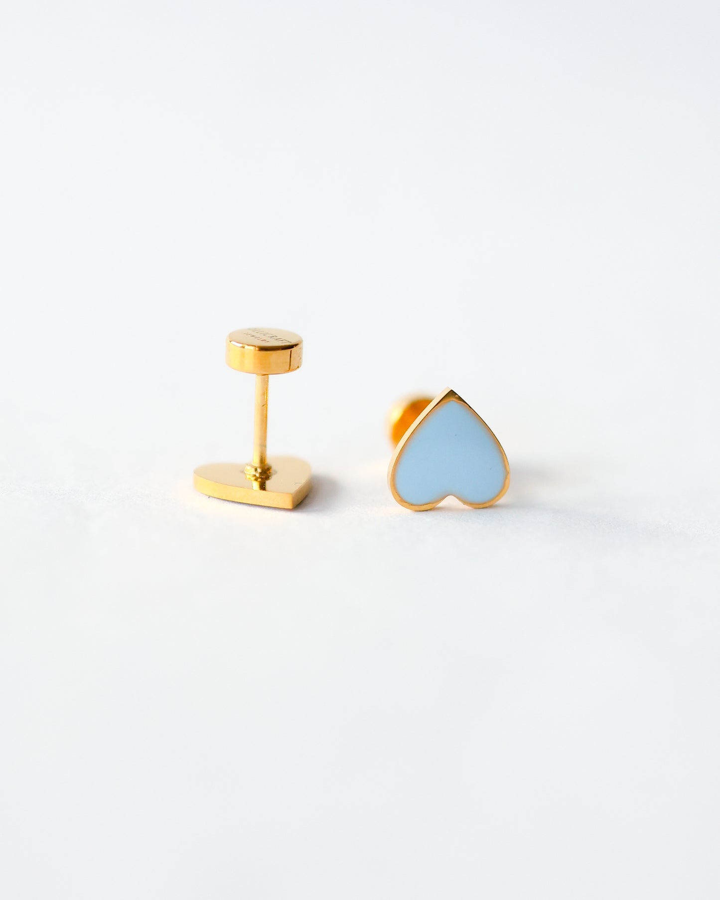 Blue  Flat Back Heart Earrings - Surgical Steel Studs
