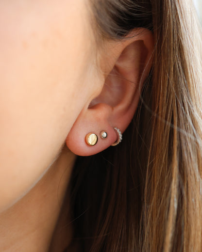 Tiny round earrings - 18k Gold platted over silver