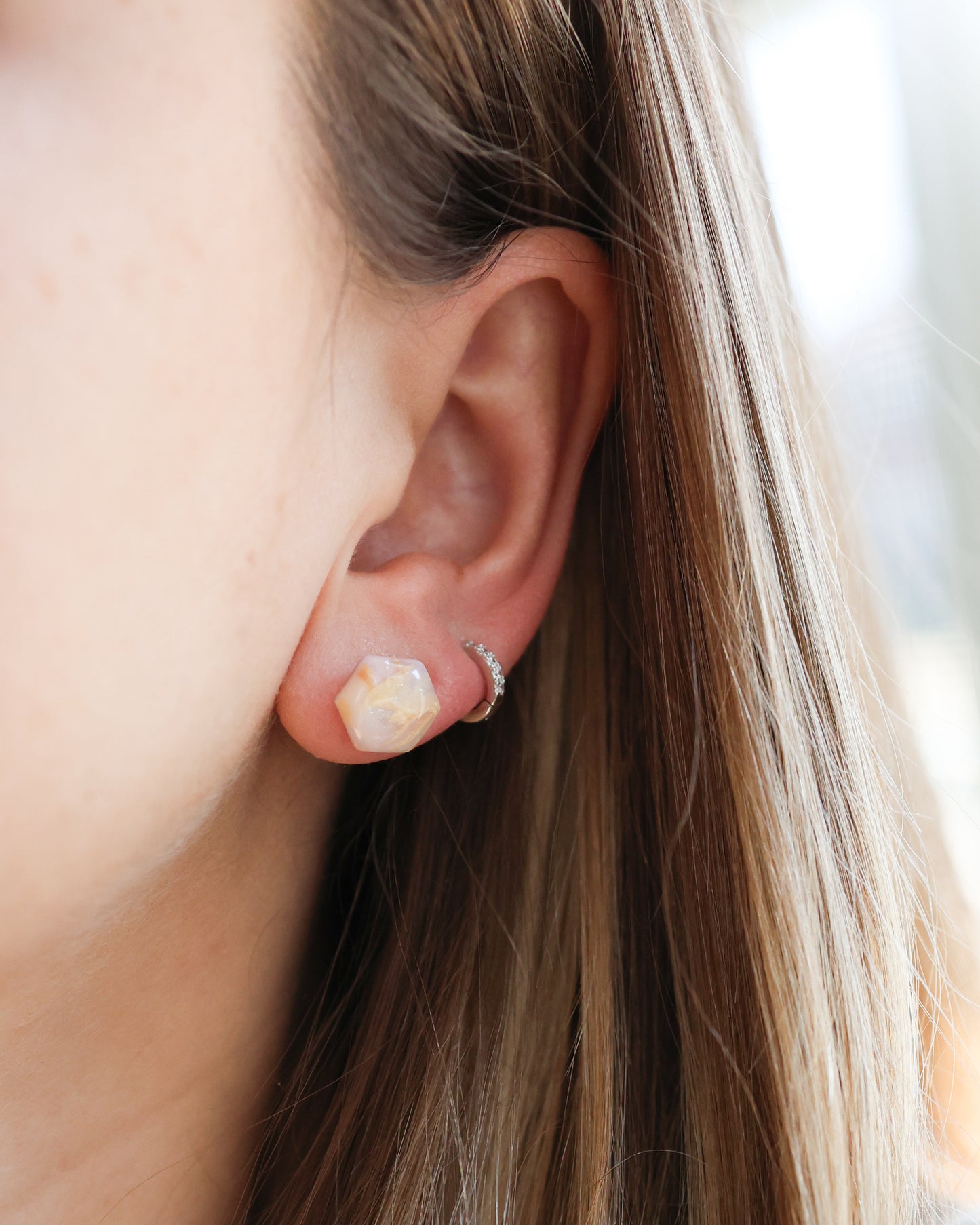 Hypoallergenic hexagon stud earrings