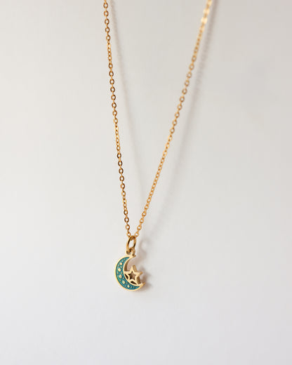 Celestial Moon & Star Necklace – 18k Gold Plated Stainless Steel