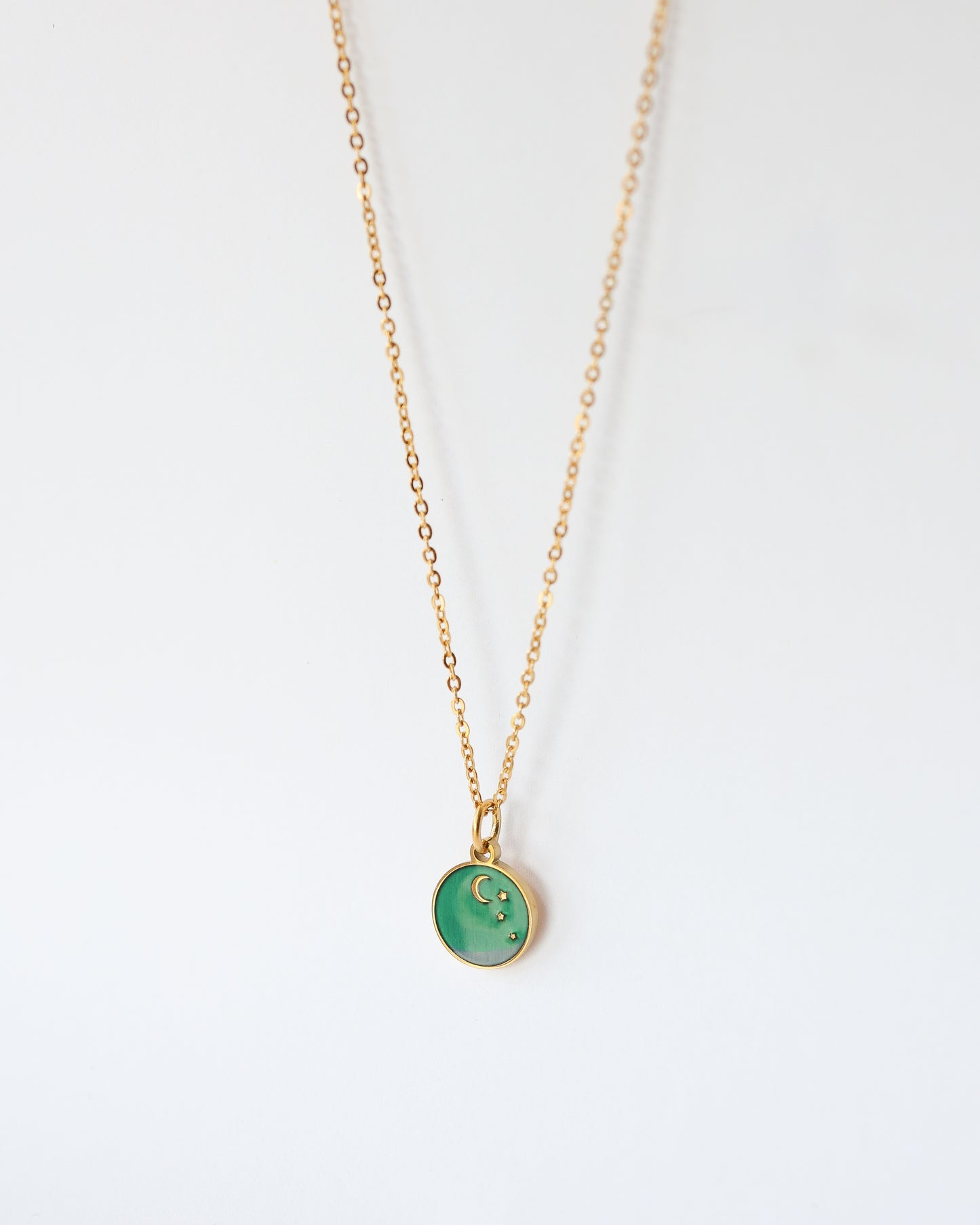 Celestial Moon & Stars Necklace - 18K Gold Plated Stainless Steel Chain