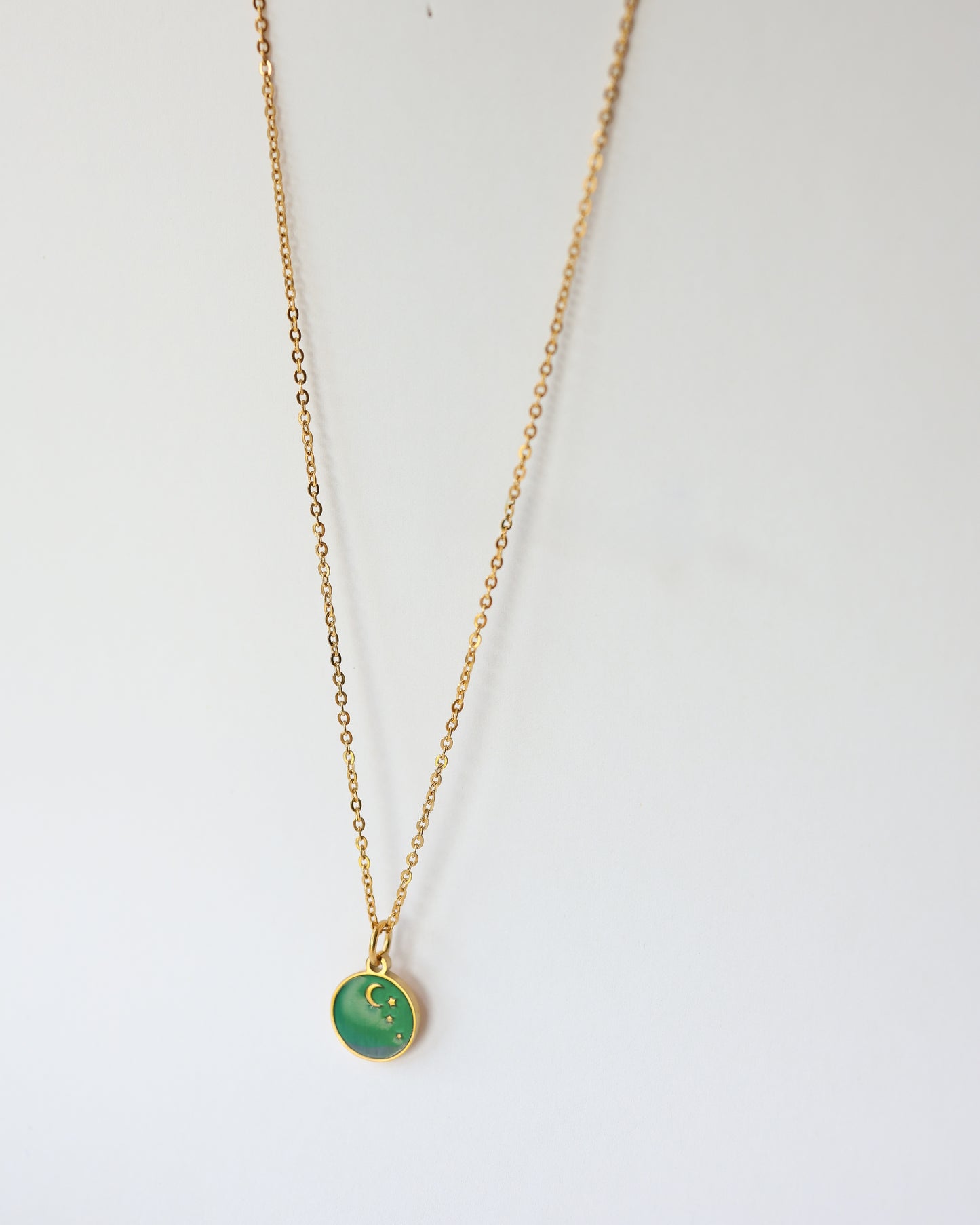 Celestial Moon & Stars Necklace - 18K Gold Plated Stainless Steel Chain