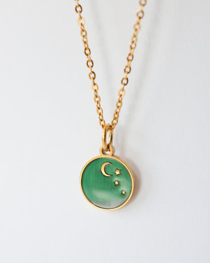 Celestial Moon & Stars Necklace - 18K Gold Plated Stainless Steel Chain