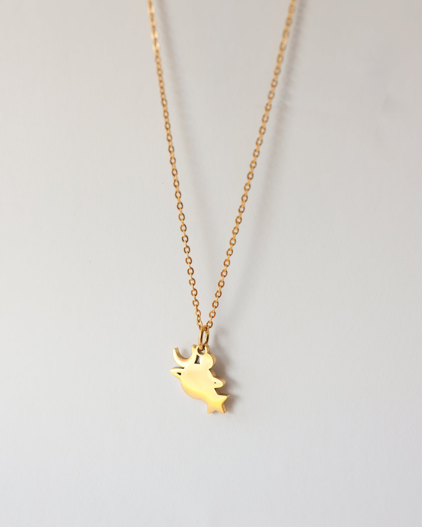 Celestial Planet Necklace – Glittery Blue Moon & Star Pendant