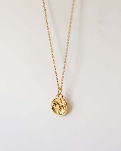 Stainless Steel Zodiac Necklace – Celestial Zodiac Sign Pendant
