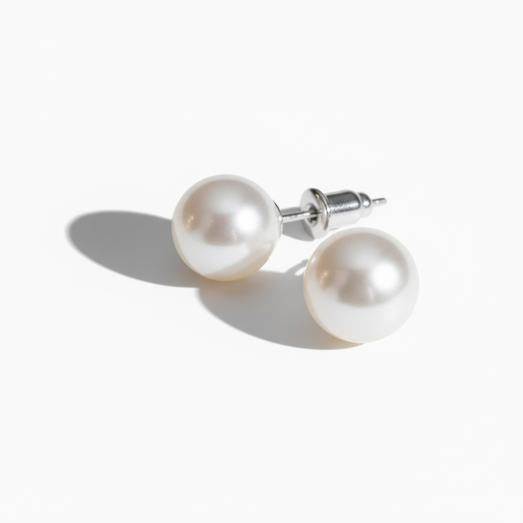 Boucles d'oreilles clous en perles avec tiges en argent - 8 mm