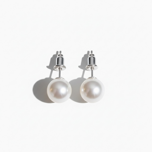 Boucles d'oreilles clous en perles avec tiges en argent - 8 mm