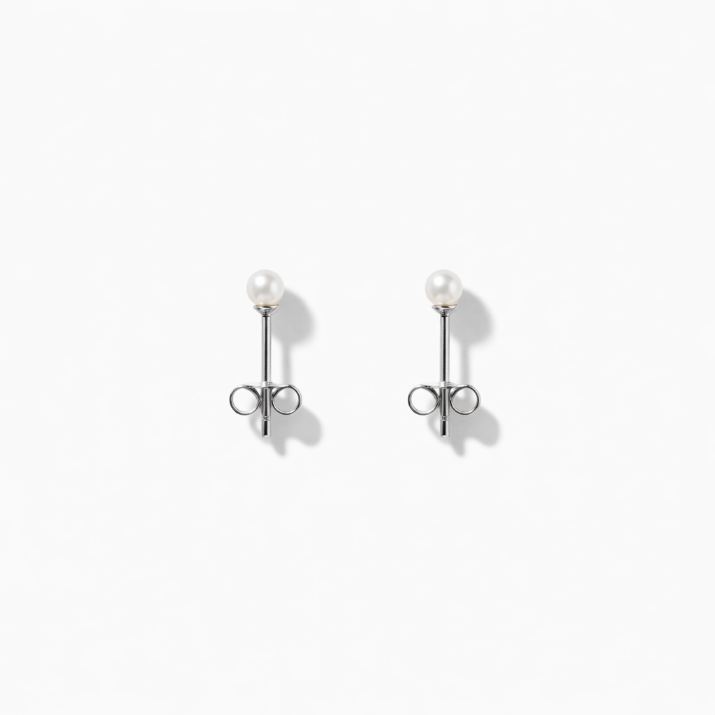 Boucles d'oreilles puces en perles fines avec tiges en argent - 3 mm