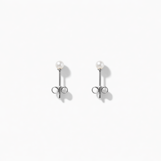 Boucles d'oreilles puces en perles fines avec tiges en argent - 3 mm