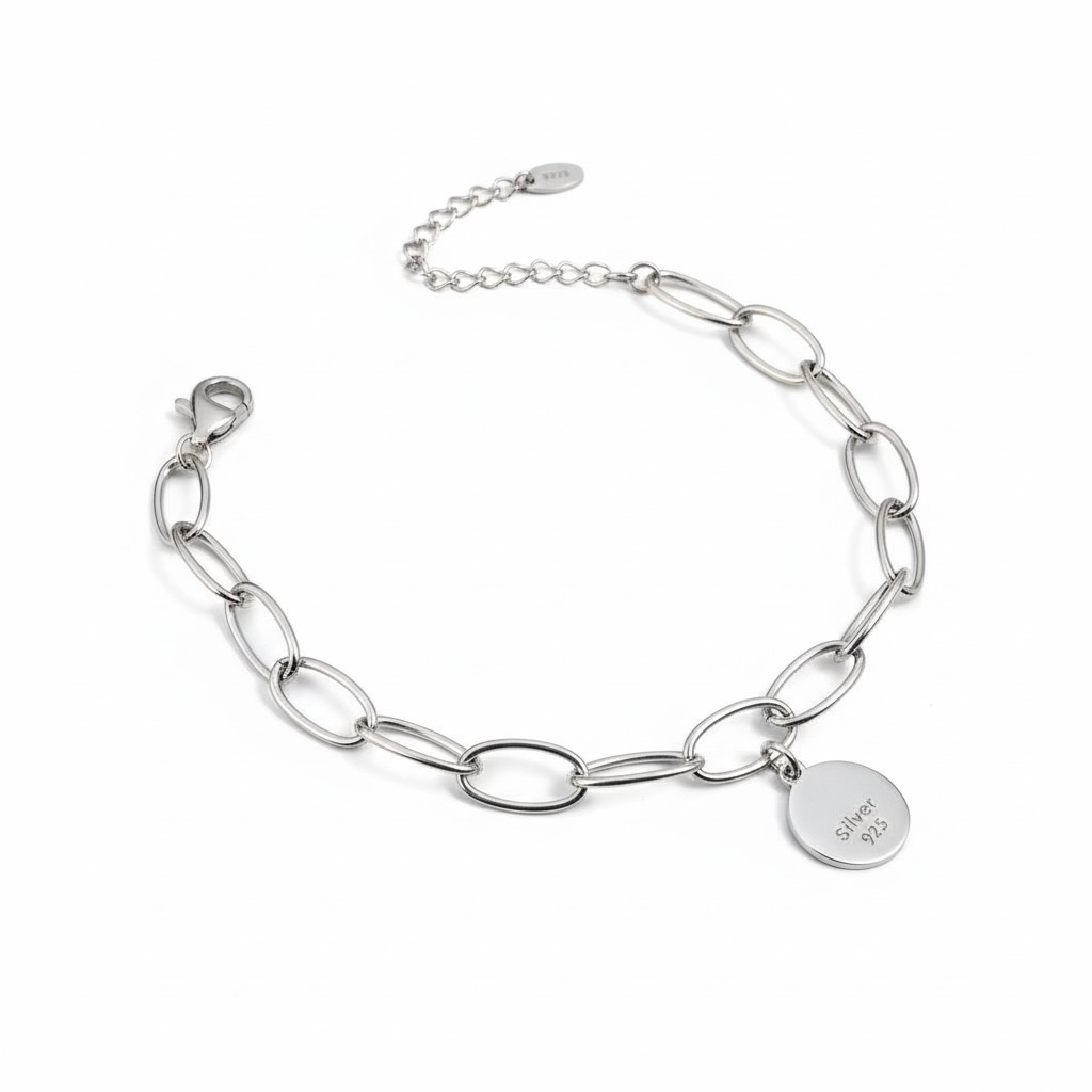 Elegant 925 Sterling Silver Paperclip Chain Bracelet