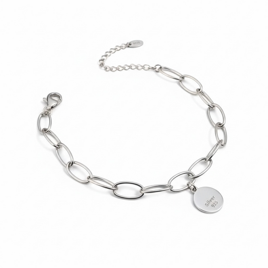Elegant 925 Sterling Silver Paperclip Chain Bracelet