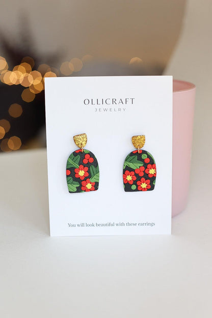 Cute bright statement earrings with stainless steel posts - Ollijewelry