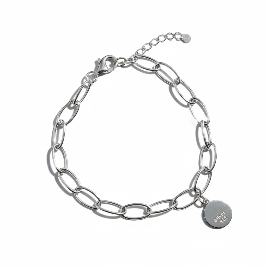 Elegant 925 Sterling Silver Paperclip Chain Bracelet