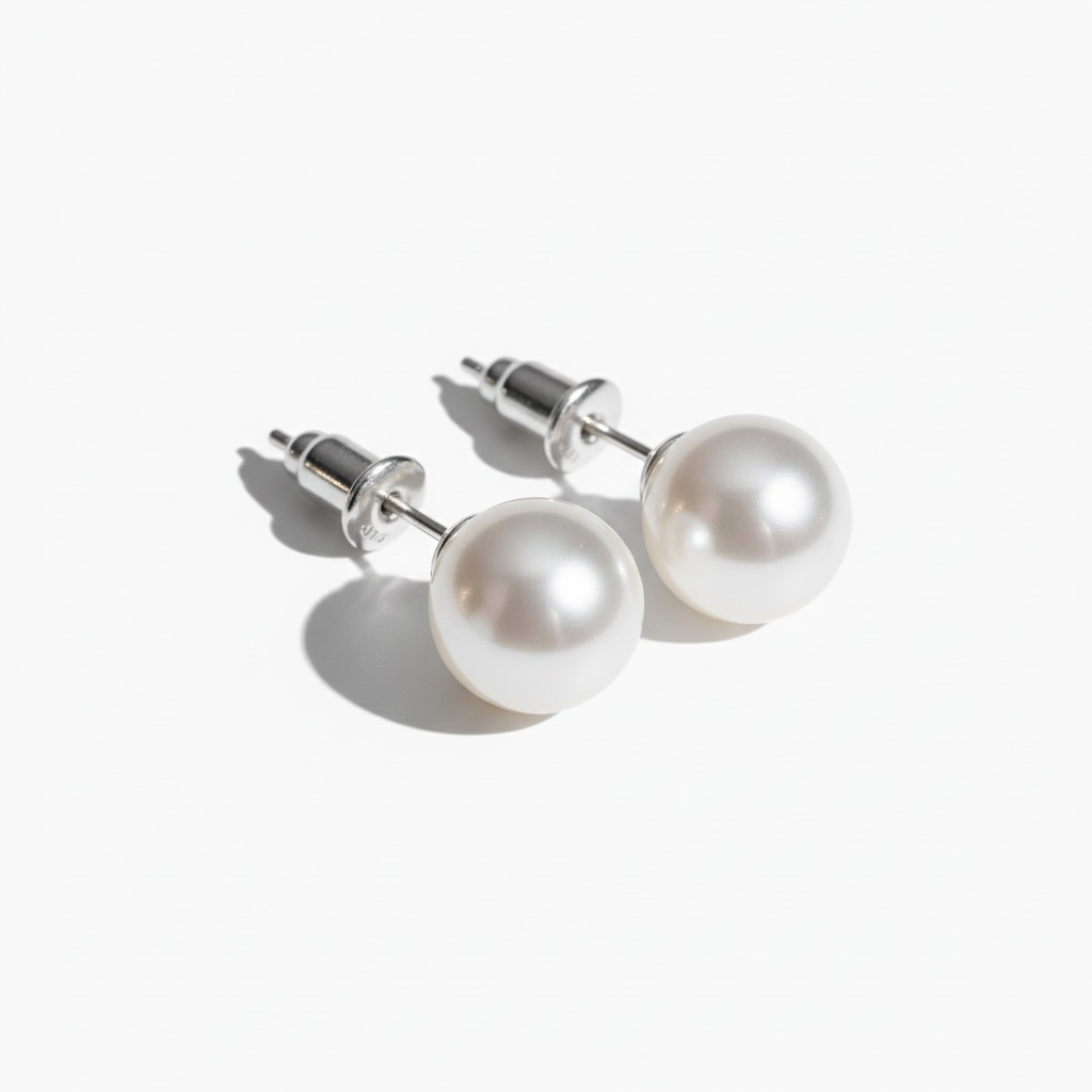 Boucles d'oreilles clous en perles avec tiges en argent - 8 mm