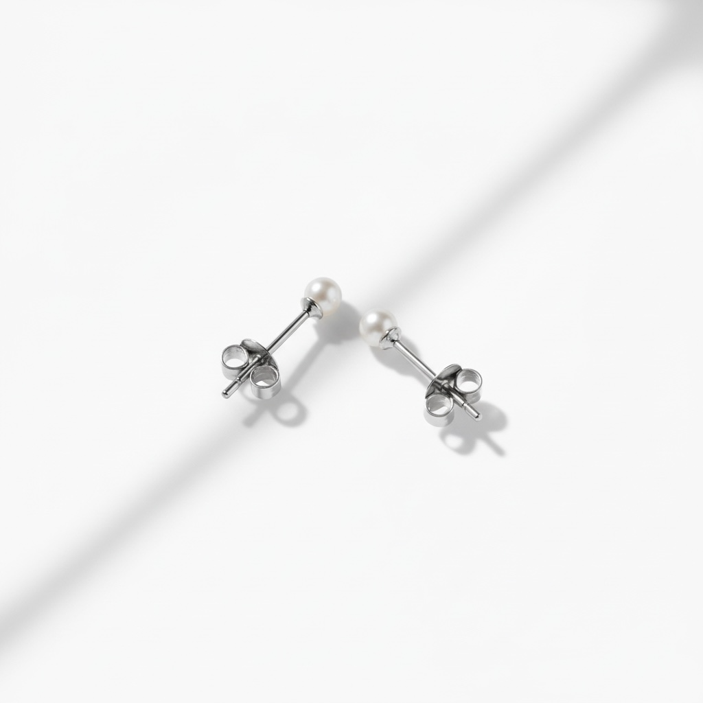 Boucles d'oreilles puces en perles fines avec tiges en argent - 3 mm