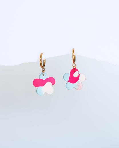 Delicate floral statement earrings made from crystal resin - Ollijewelry