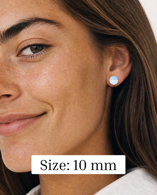 Sky blue stud earrings for sensitive ears