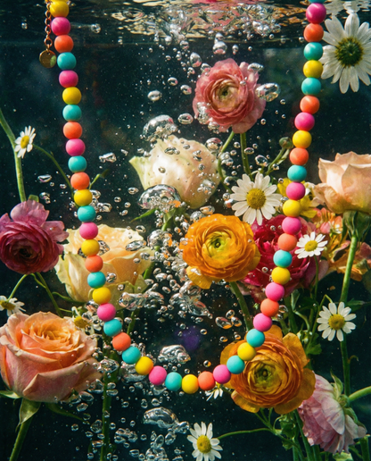 Collier statement multicolore - Perles artisanales en pâte polymère