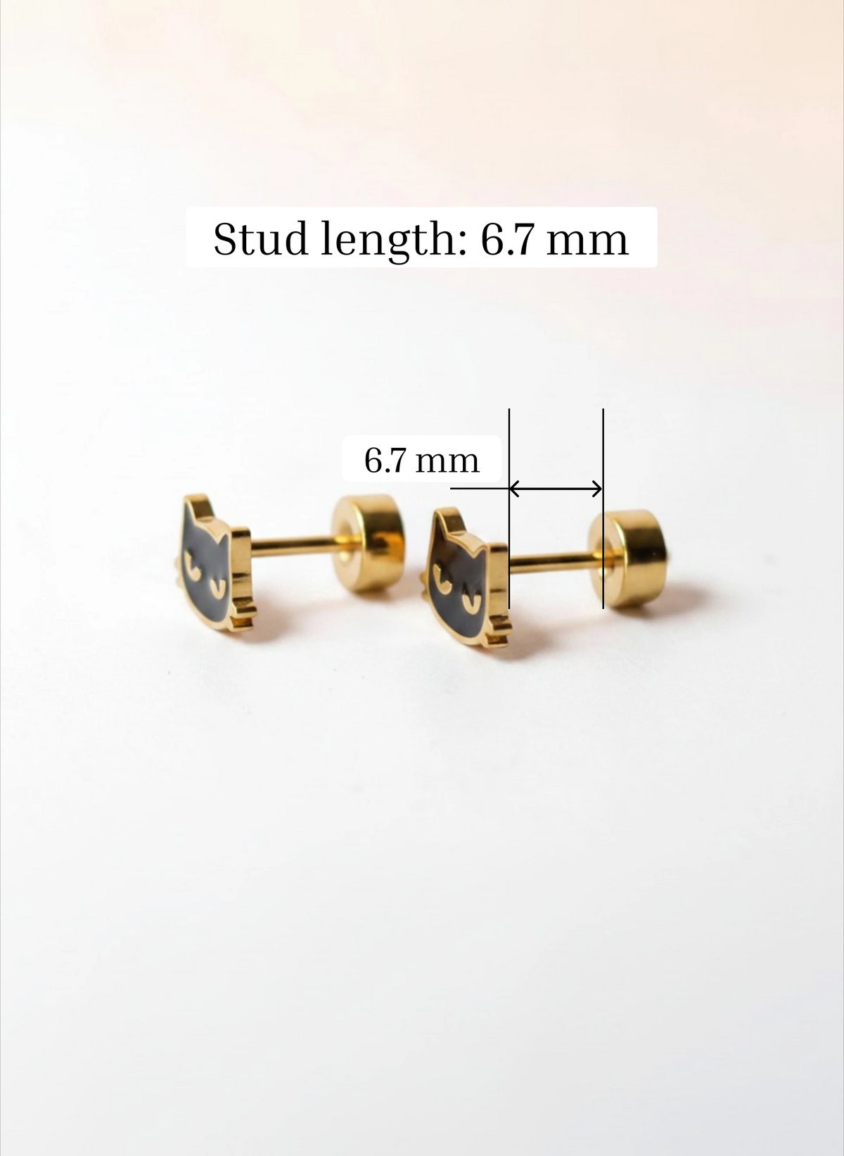 Black Cat Flat Back Earrings – Surgical Steel Studs