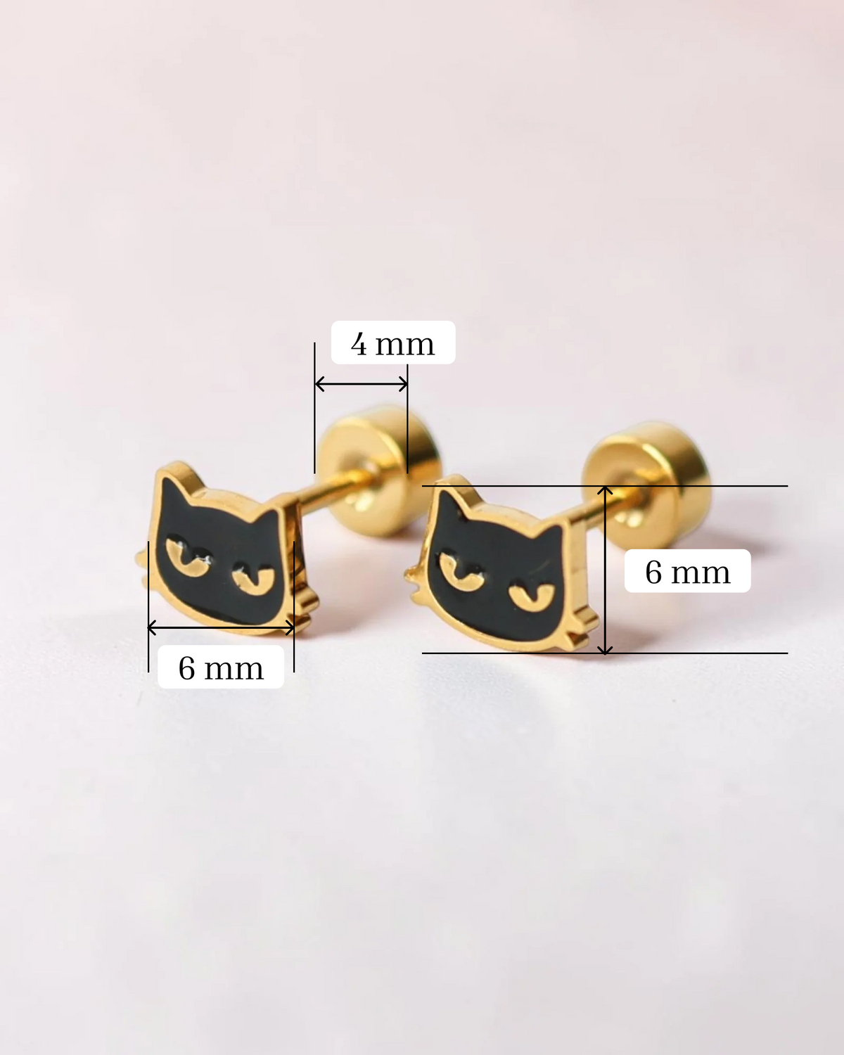 Black Cat Flat Back Earrings – Surgical Steel Studs