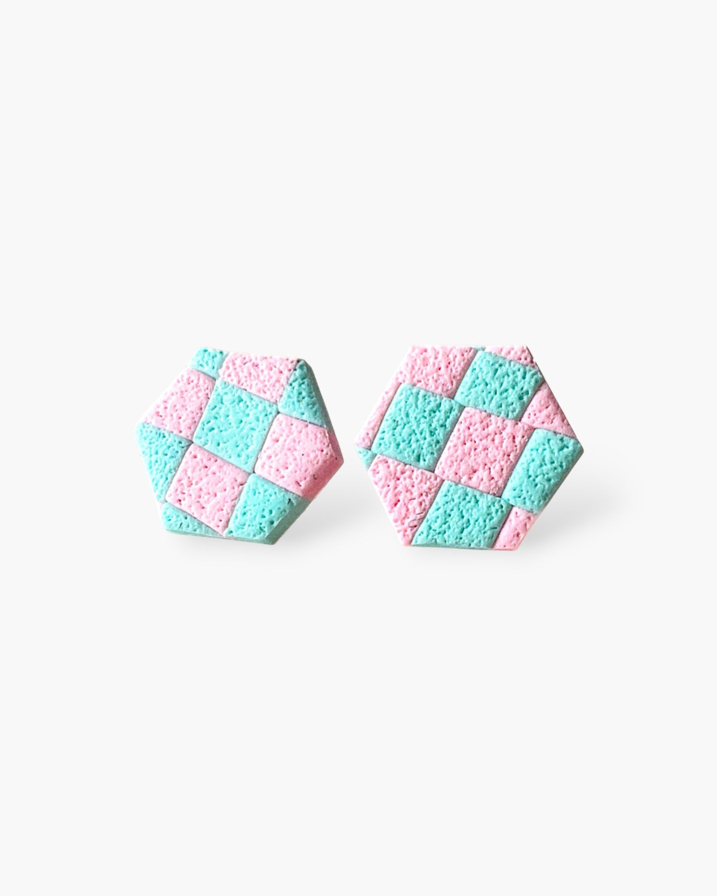 Hexagon matte surgical steel earrings, Handmade jewelry