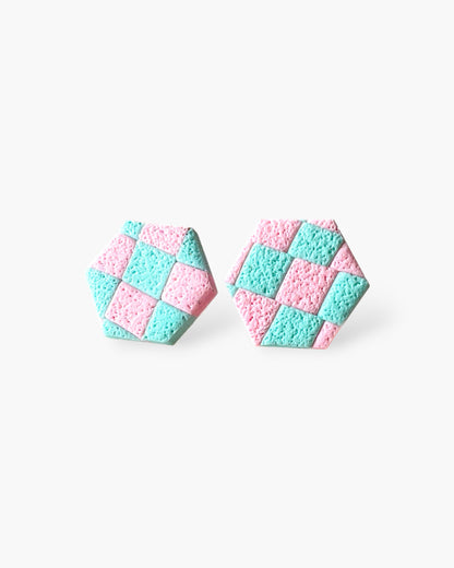 Hexagon matte surgical steel earrings, Handmade jewelry