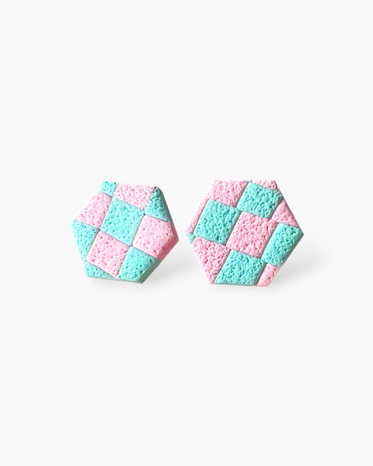 Hexagon matte surgical steel earrings, Handmade jewelry