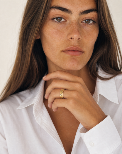 Celestial Moon and Star Ring - Gold Stainless Steel Jewelry