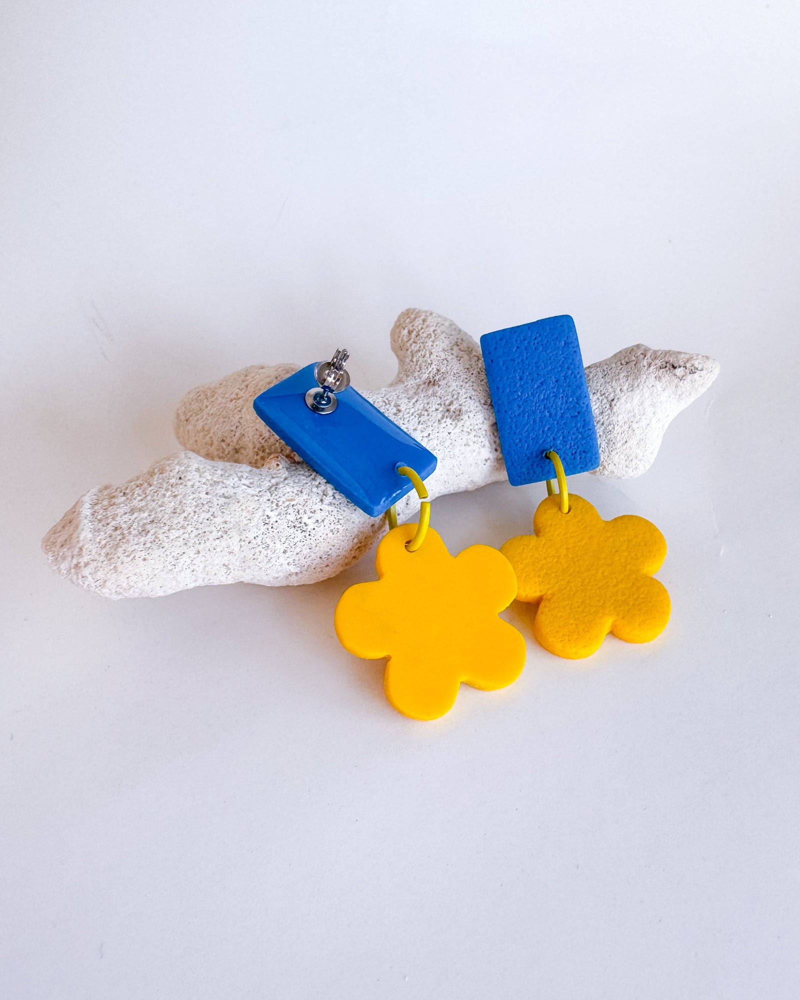Colorblock statement earrings with stainless steel posts